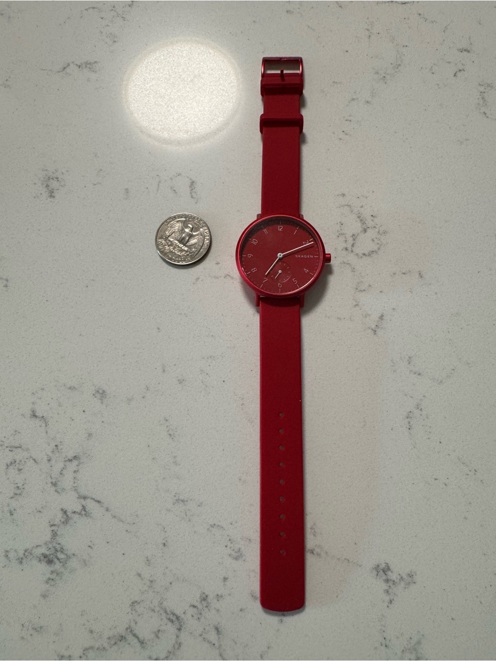 Skagen Minimal Silicone Strap Watch - Red